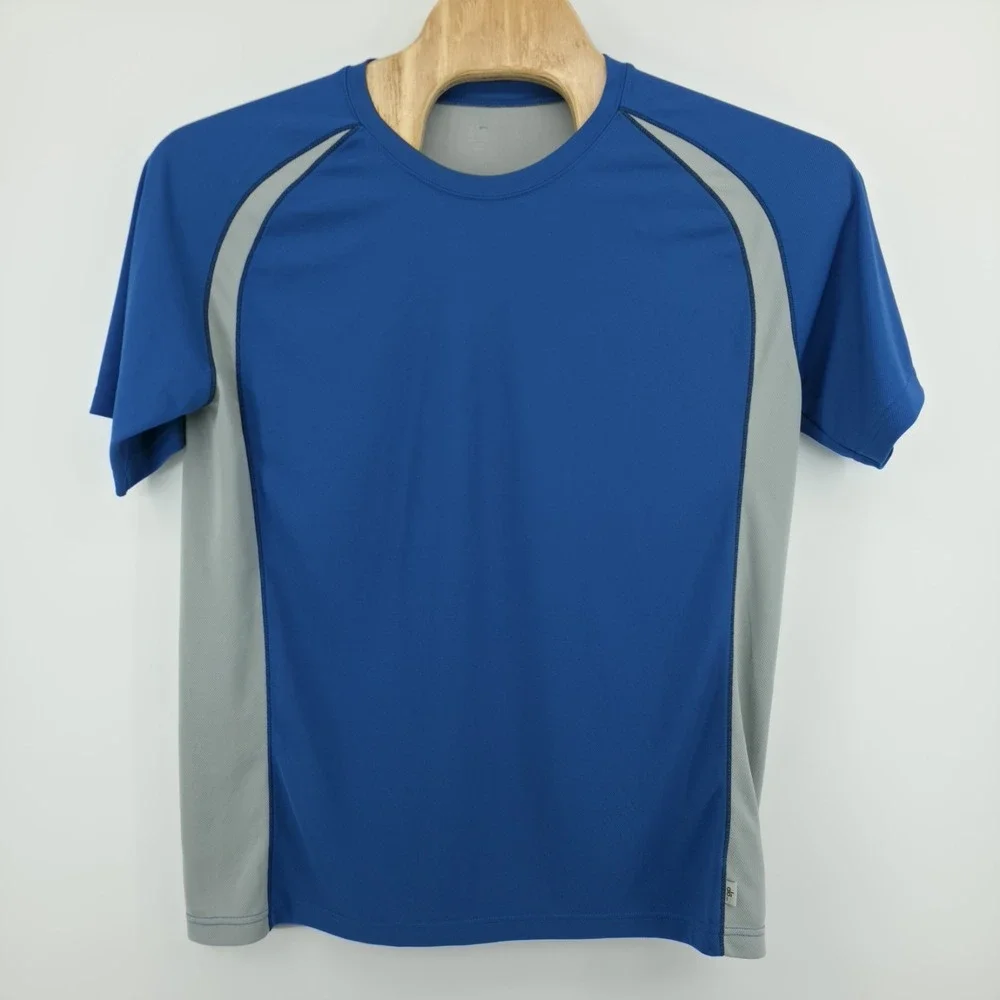 ALO Shirt Mens XXL Blue Gray Cool Fit Jersey Athletic Running Quick Dry